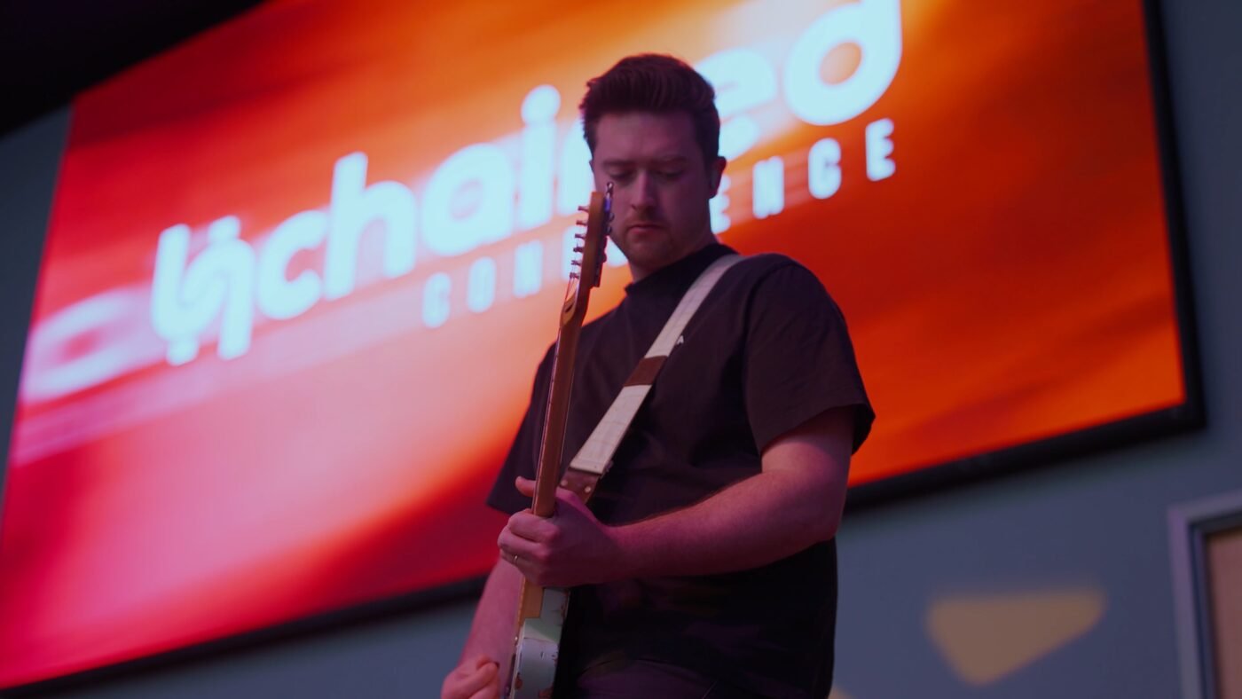 High-energy promotional video production at a conference