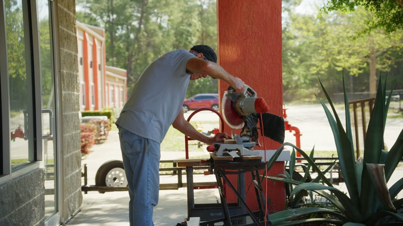 Work being done outside the Found and Cherished location — showing the real business behind the brand