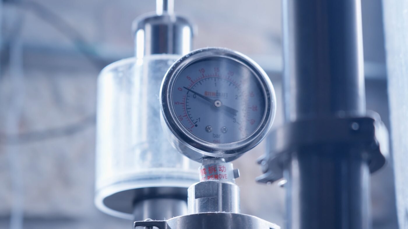 Close-up product photography — industrial pressure gauge